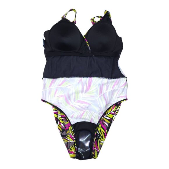 D&Co Beach Tropical Print Swim Dress Slimming With Built-In Bra Size 14 - Picture 10 of 16